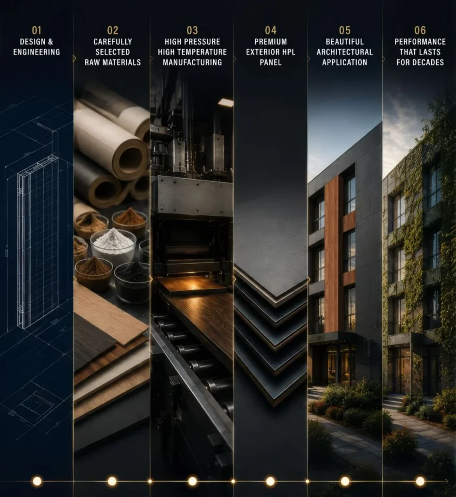 Premium exterior HPL panel production process